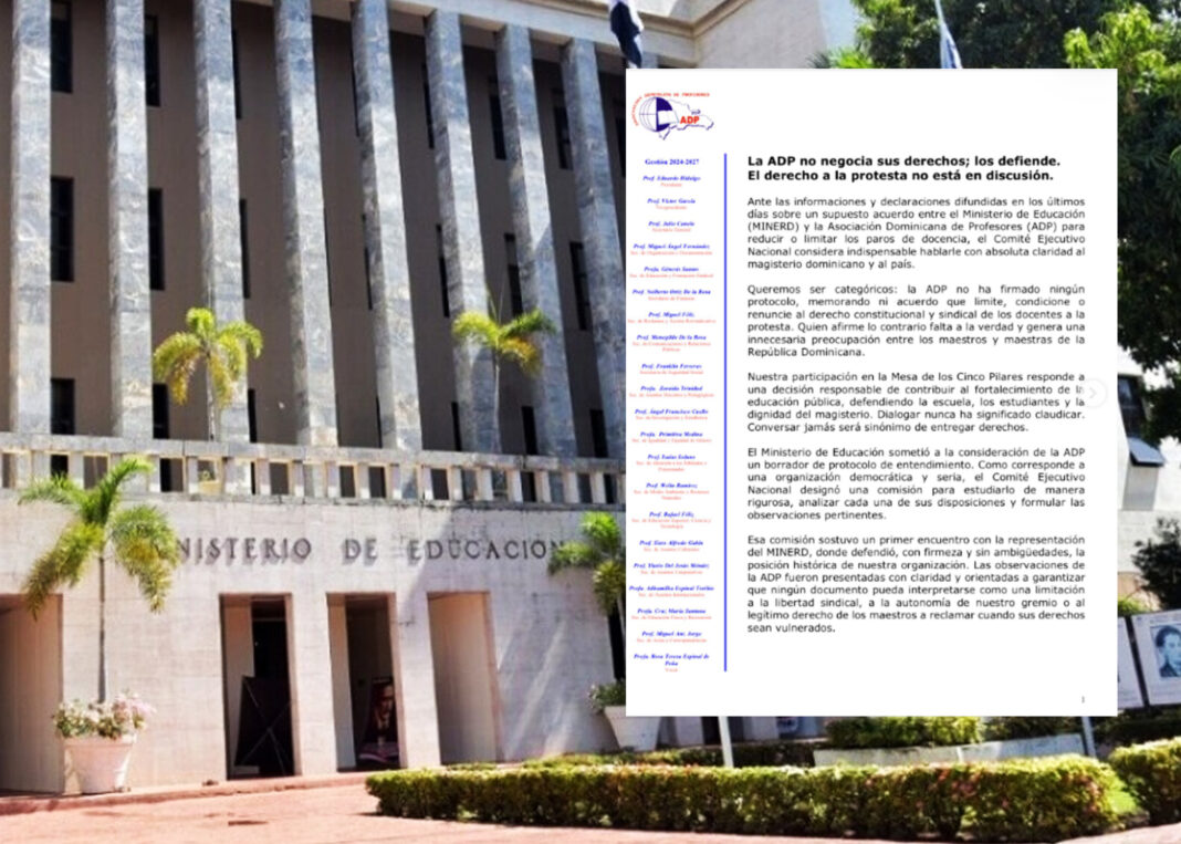 ADP niega acuerdo con Minerd para limitar paros; asegura no renunciará al derecho a protestar ADP niega acuerdo con Minerd para limitar paros; asegura no renunciará al derecho a protestar
